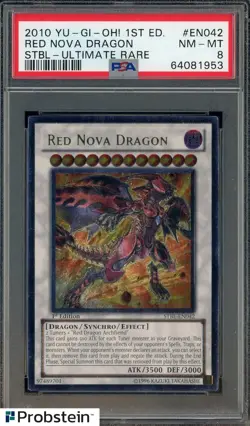 2010 Yu-Gi-Oh! 1st Ed STBL Ultimate Rare #EN042 Red Nova Dragon PSA 8 - Image 1
