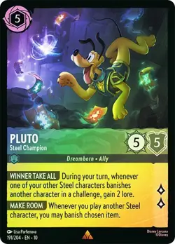 Pluto Steel Champion 191/204 Whispers in the Well Disney Lorcana Cold Foil - Image 1