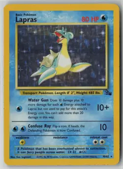 Lapras 10/62 Pokemon TCG WOTC Fossil Holo Rare Card (Heavy Play) HP 1 - Image 1