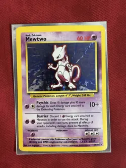 Pokemon Mewtwo Base Set 10/102 Holo Rare 60 HP Psychic Card 1999 English - Image 1