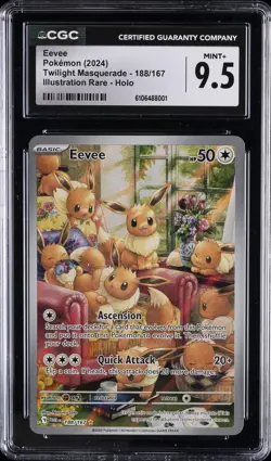 2024 POKEMON TWILIGHT MASQUERADE ILLUSTRATION RARE HOLO #188 EEVEE CGC 9.5 - Image 1