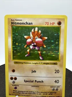1999 Pokemon Game Base Set SHADOWLESS Hitmonchan Holo 7/102 - Image 2