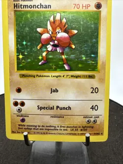 1999 Pokemon Game Base Set SHADOWLESS Hitmonchan Holo 7/102 - Image 3