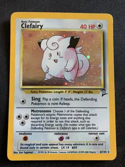 Clefairy 6/130 Base Set 2 Holo Rare Pokemon Card - Image 1