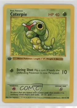 Caterpie Shadowless 1st Ed. Pokemon Base Set #45 1999 - Image 1