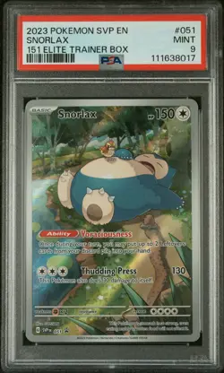 2023 POKEMON SVP EN-SV BLACK STAR PROMO 151 ELITE TRAINER BOX #051 SNORLAX PSA 9 - Image 1