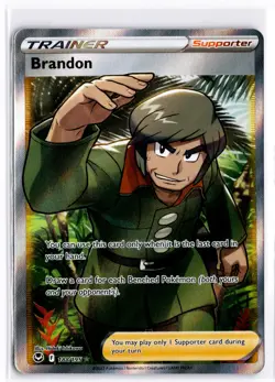 2022 TCG Pokemon #188 Brandon 188/195 Holo Full Art Trainer Silver Tempest - Image 1