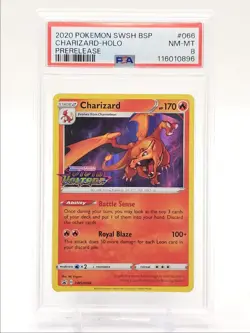 CHARIZARD 2020 POKEMON SWORD & SHIELD PRERELEASE BSP HOLO #SWSH066 PSA 8 Q0004 - Image 1