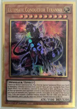 YuGiOh Ultimate Conductor Tyranno Gold Rare 1st Edition MGED-EN014 - Image 1