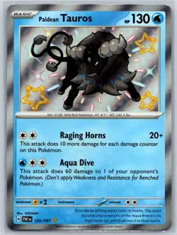 Paldean Tauros Paldean Fates 120/091 Shiny Holo Rare Pokemon Card NM - Image 1