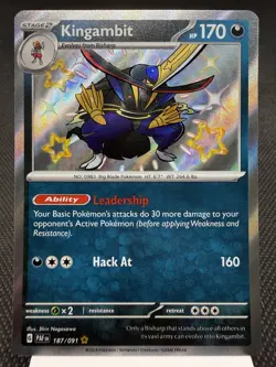 Kingambit 187/091 - Shiny Holo Rare - Paldean Fates Pokemon Card MINT - Image 1