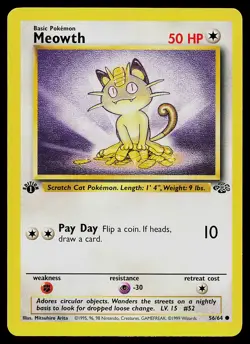 Pokemon Card - Meowth Jungle 56/64 Common 1st Edition - Image 1