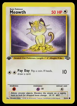 Pokemon Card - Meowth Jungle 56/64 Common 1st Edition - Image 1