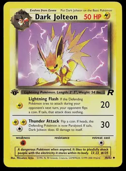 Pokemon Card - Dark Jolteon Team Rocket 38/82 Uncommon 1st Edition - Image 1