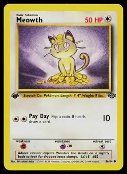 Pokemon Card - Meowth Jungle 56/64 Common 1st Edition - Image 1
