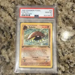1999 Pokemon Card Fossil Set 1stEdition Kabuto #50 PSA 10 50/62 English - Image 1