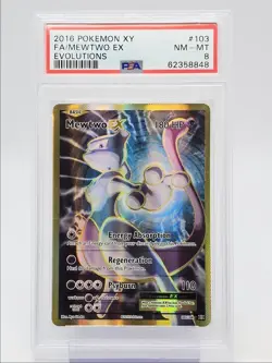 MEWTWO EX 2016 POKEMON XY EVOLUTIONS RARE ULTRA 103/108 PSA 8 Q0004 - Image 1