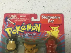 Vintage Pokemon Stationery Set Clip Magnet Eraser 1999 Pikachu Snorlax Squirtle - Image 2
