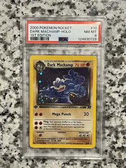 2000 POKEMON ROCKET DARK MACHAMP #10 HOLO PSA 8 - Image 1