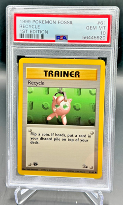 PSA 10 - 1999 Pokemon Fossil 1st Edition RECYCLE Trainer #61 (5920) - Image 1