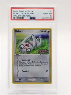 SLAKOTH 2007 POKEMON EX POWER KEEPERS REVERSE FOIL COMMON 63/108 PSA 10 Q0004 - Image 1
