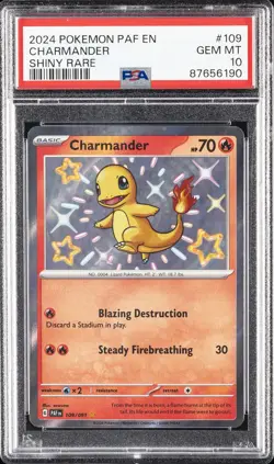 2024 POKEMON PAF EN-PALDEAN FATES SHINY RARE #109 CHARMANDER PSA 10 - Image 1