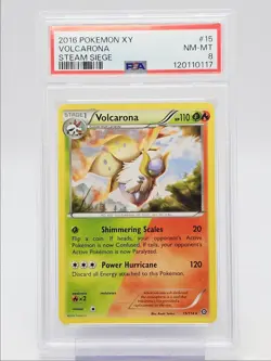 VOLCARONA 2016 POKEMON XY STEAM SIEGE RARE 15/114 PSA 8 Q0004 - Image 1