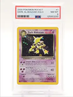 DARK ALAKAZAM 2000 POKEMON TEAM ROCKET RARE HOLO 1/82 PSA 8 Q0004 - Image 1