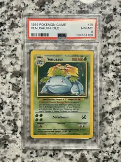 1999 POKEMON GAME VENUSAUR #15 HOLO PSA 8 - Image 1