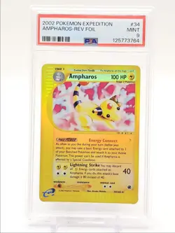 AMPHAROS 2002 POKEMON EXPEDITION BASE SET REVERSE FOIL RARE 34/165 PSA 9 Q0004 - Image 1