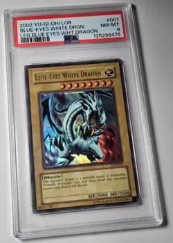 2002 YU-GI-OH! LEGEND OF BLUE EYES LOB-001 Blue Eyes White Dragon PSA 8 - Image 2