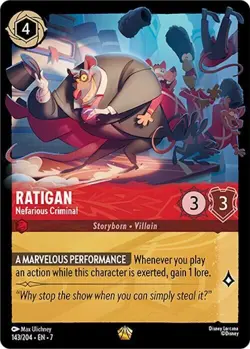 Disney Lorcana Archazia's Island - 143 Ratigan Nefarious - Legendary Non Foil - Image 1