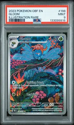 PSA 9 MINT Gloom Obsidian Flames Illustration Rare Holo 2023 Pokemon 198/197 - Image 1