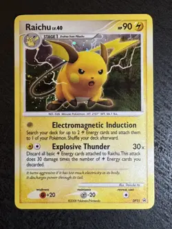 Pokemon TCG Raichu DP21 Pokemon Diamond & Pearl Promo Holo Rare Card LP 2008 - Image 1