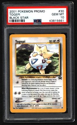 PSA 10 GEM MINT Togepi #30 WOTC Black Star Promo Pokemon Card English - Image 1