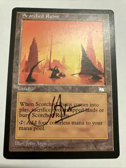 Scorched Ruins SIGNED By John Avon Magic The Gathering MTG Weatherlight - Image 1