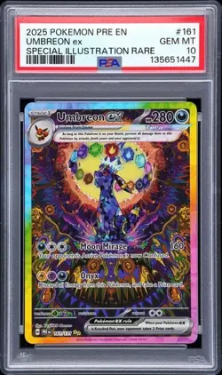 2025 Pokemon Prismatic Evolutions Umbreon ex #161 SIR PSA 10 - Image 1