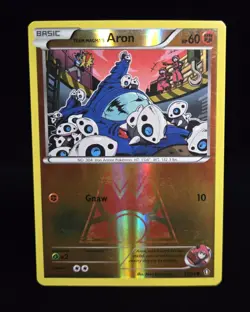 Pokemon TCG - TEAM MAGMA'S ARON #12 - REVERSE HOLO - DOUBLE CRISIS 2015 - MP/LP - Image 1