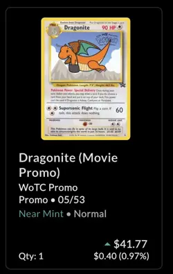 Pokemon TCG Dragonite #5 The First Movie Promo WB Stamp Nm 1999-00 Black Star - Image 3