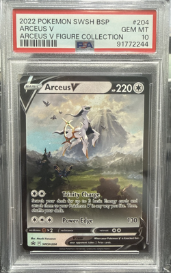 2022 POKEMON SWSH BLACK STAR PROMO ARCEUS V FIGURE COLL #204 ARCEUS V PSA 10 - Image 1