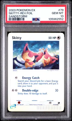 2003 POKEMON EX SANDSTORM #79 SKITTY-REVERSE FOIL PSA 10 - Image 1