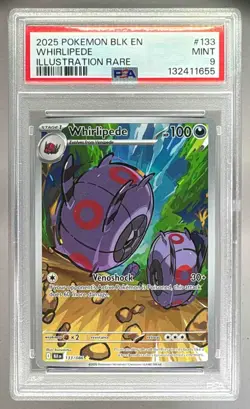 132411655 Whirlipede 2025 Pokemon Black Bolt #133/086 Illustration Rare PSA 9 - Image 1