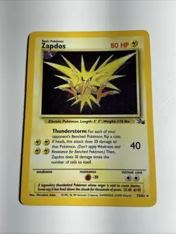 Pokemon TCG Zapdos Fossil 15/62 Holo 1999-2000 Wizards Base Set Copyright - Image 1