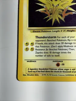 Pokemon TCG Zapdos Fossil 15/62 Holo 1999-2000 Wizards Base Set Copyright - Image 3
