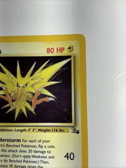 Pokemon TCG Zapdos Fossil 15/62 Holo 1999-2000 Wizards Base Set Copyright - Image 5