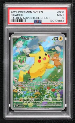 Pikachu (Paldea Adventure Chest) Holo Pokemon Scarlet & Violet Black Star PSA 9 - Image 1