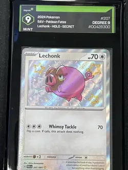 2024 Pokemon Paldean Fates Shiny Rare 207/091 Lechonk Graded 9 Mint Secret Holo - Image 1