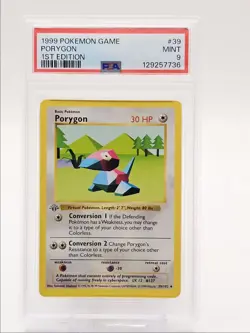 PORYGON 1999 POKEMON GAME BASE 1ST EDITION UNCOMMON 39/102 PSA 9 Q0004 - Image 1