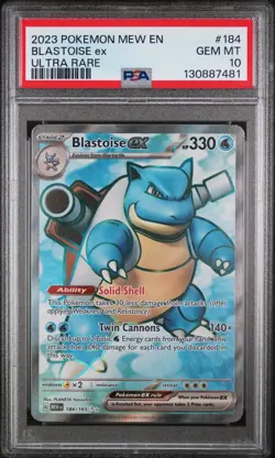 Blastoise Ex Ultra Rare Pokemon Mew En-151 184/165 PSA 10 - Image 1