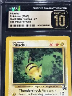 2000 Pokemon BLACK STAR PROMOS - 27 - THE POWER OF ONE - PIKACHU CGC 10 PRISTINE - Image 3